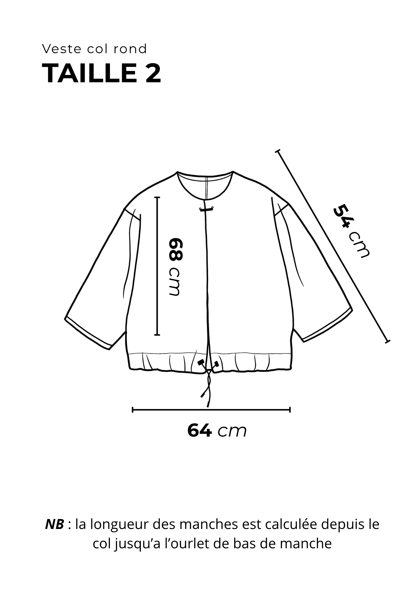 LA VESTE COL ROND 3/4 ( Relief)
