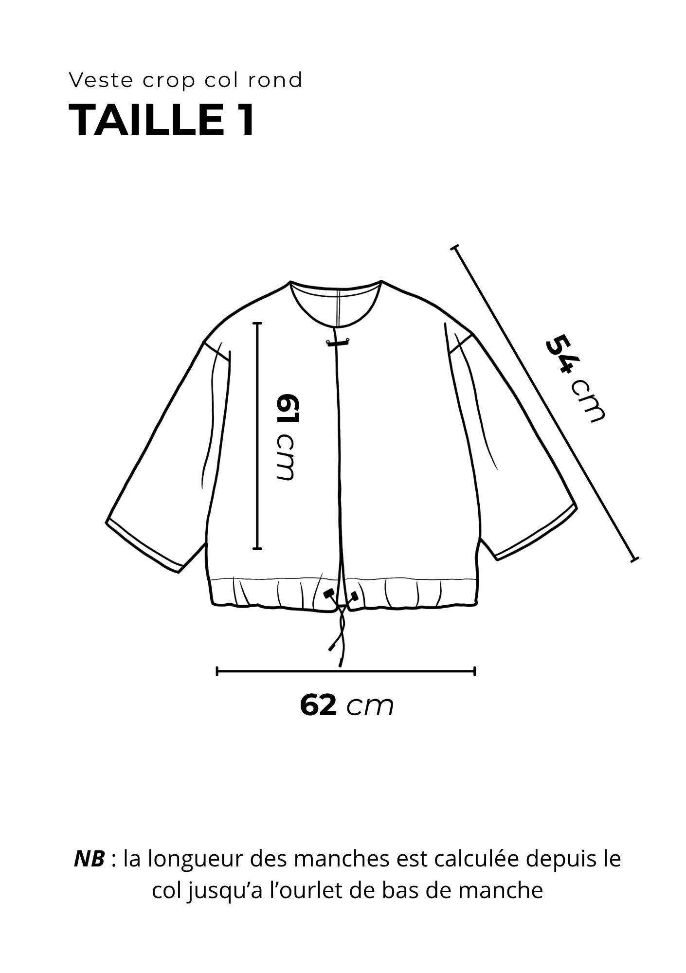 LA VESTE CROP COL ROND 3/4
