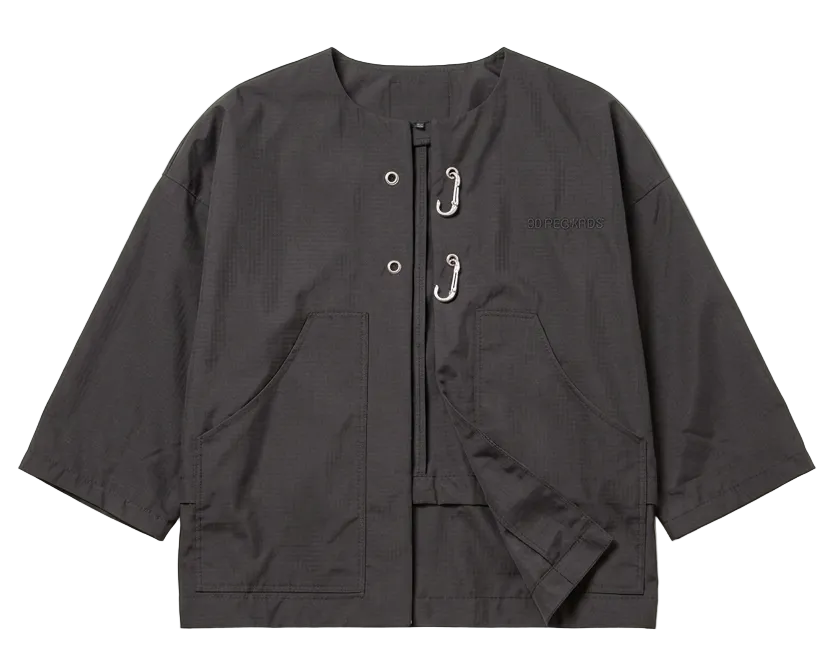 LA VESTE CROP COL ROND 3/4 (ATELIER)